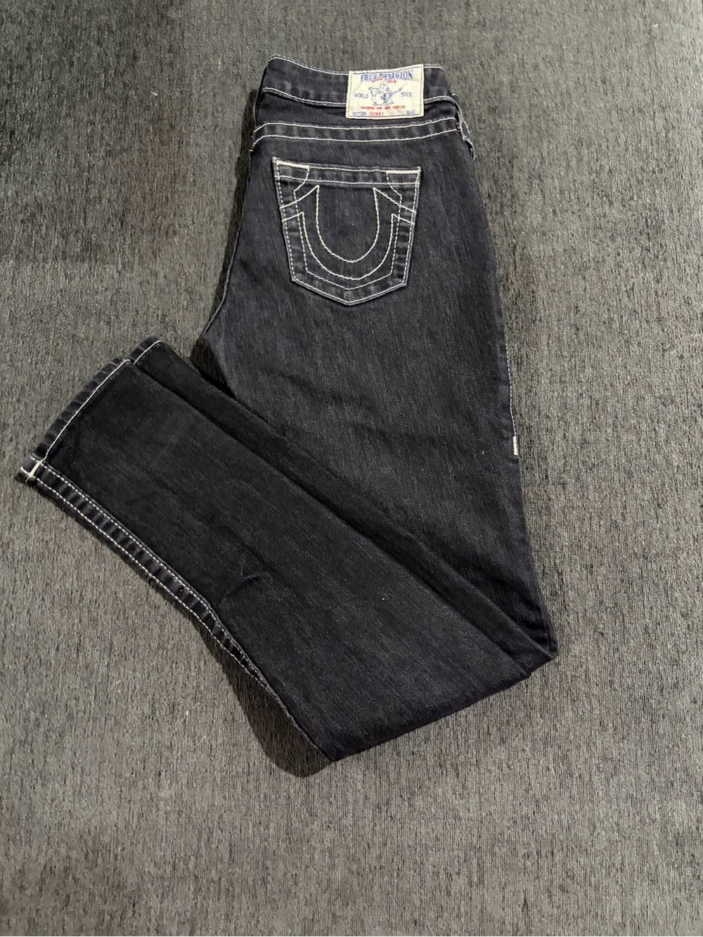 True Religion Dark wash Skinny Womens Jeans with Contrast Stitching